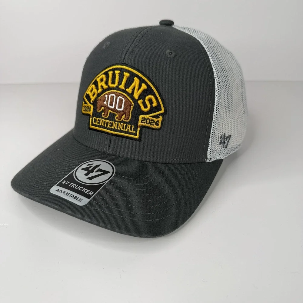 Boston Bruins Hat Cap Snap Back Mens One Size Gray NHL Hockey 47 Trucker